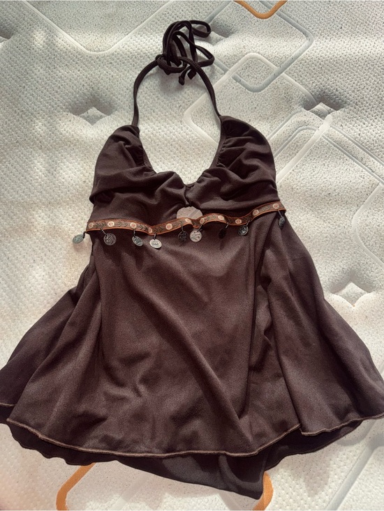 wild fable Tops - Brown Halter Dance-Detail Women's Blouse